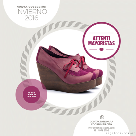 Zapatos purpuras acordonados taco chino invierno 2016 - Juana Pascale