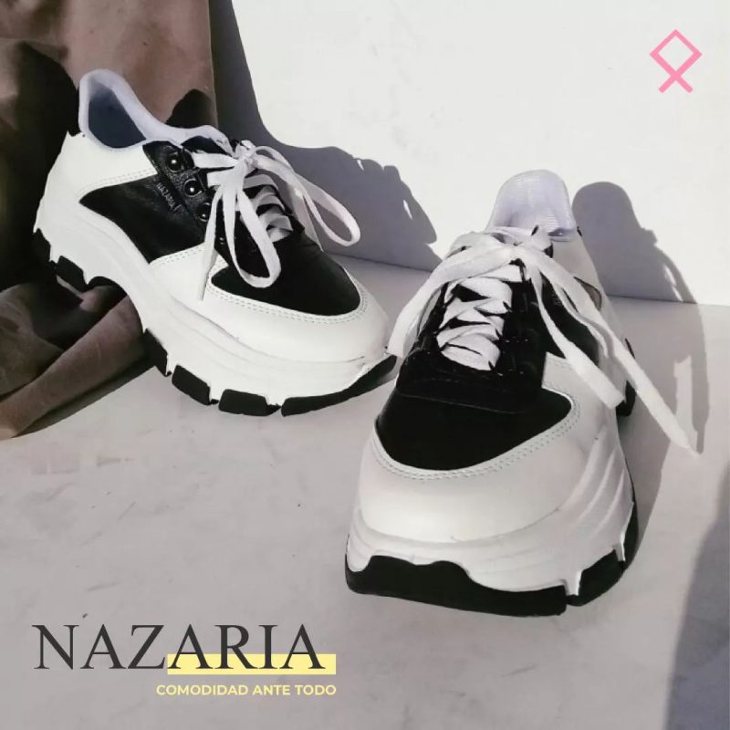zapatillas blanca y negra invierno 2023 Nazaria